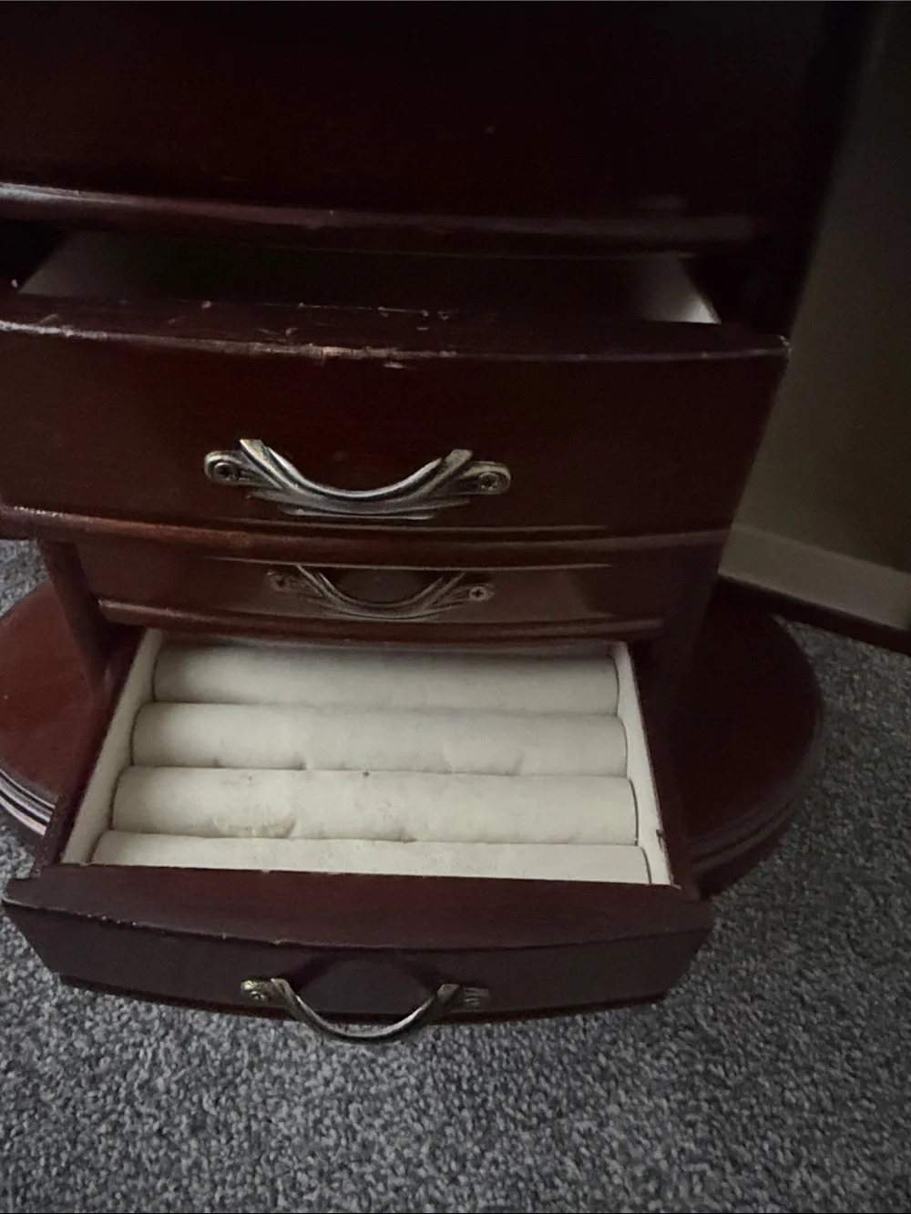 Wood Grain Brown Jewelry Organizer Chest with Drawers